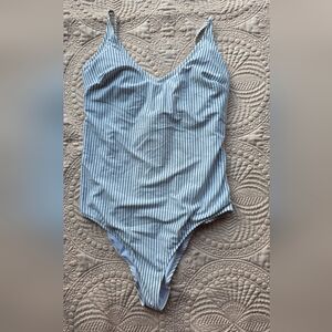 H&M Black and White Striped One Piece Swimsuit